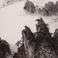 Z cyklu Hory, skály a mraky - Žluté hory Huangshan - 2009, tuš, papír 13x13 cm