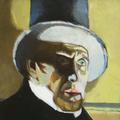 Muž v klobouku - olej na plátně