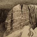 Z cyklu Hory, skály a mraky - Crozondi Brenta, Dolomity - 2009, tuš, papír 13x20 cm